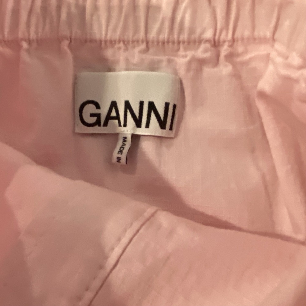 GANNI Puff Sleeve Button Down Dress Women's Pink Ripstop Fabric Size 34 US SZ 6* - Picture 5 of 14